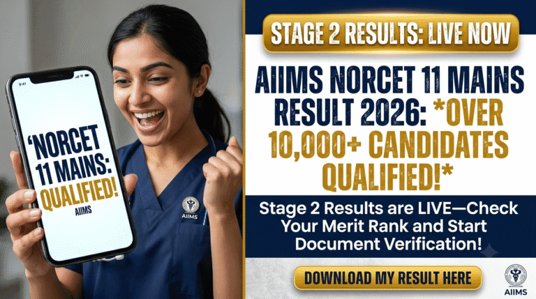 AIIMS NORCET 11 Stage 2 (Mains) Result 2026